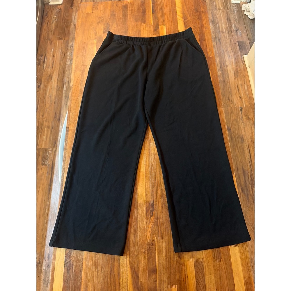 And Now This Womens Black Wide Leg Stretch Pants XL Elastic Waist Pockets